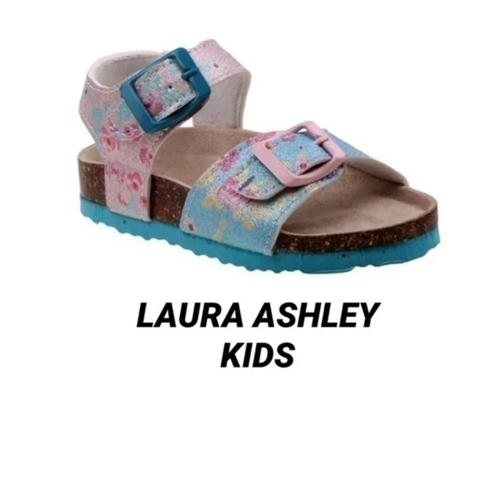 LAURA ASHLEY Blue & Pink Floral Sandals
